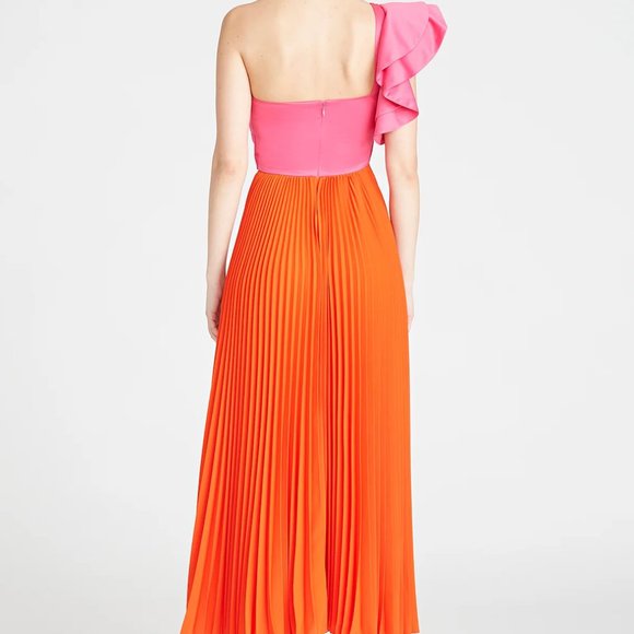 Pink AMUR Cleopatra Pleated One-Shoulder Midi Dress - Picture 3 of 5